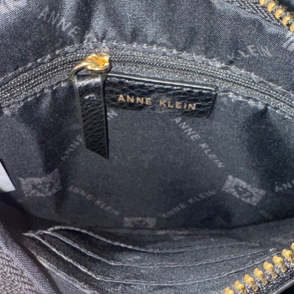 Anne Klein Black Pebble Maya Triple Compartment Crossbody Bag - Picture 7 of 11